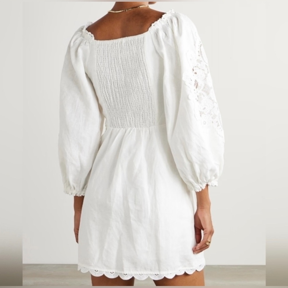 Farm Rio Off-White Embroidered Euroflax™ Premium Linen Mini Dress - Picture 4 of 8